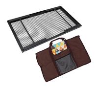 Grille de feu de camp pliante avec fourchette, en de cuisson extérieure légère et portable, peinture haute température, pieds pliables pour le camping, barbecue, terrasse (Configuration standard)