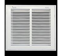 Grille de filtre à air en acier 25,4 x 25,4 cm pour filtre de 2,5 cm - Charnière fixe - Plafond recommandé - Couvercle de conduit CVC - Face plate estampée - Blanc [Dimensions extérieures : 32,5 x