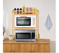 Grille de four à micro-ondes double couche - HOMEWELL - YIPEEMA - Marron - Cuisine - Meuble de cuisine