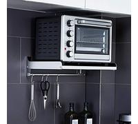 Grille de four à micro-ondes en acier inoxydable - Étagère murale avec crochets pour l'organisation de la cuisine et du placard