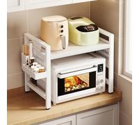 Grille de four à micro-ondes - Étagère de rangement réglable à 2 niveaux avec support d'assaisonnement et baril de baguettes pour économiser de l'espace dans la cuisine