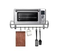 Grille de four à micro-ondes - Étagère murale avec 6 crochets, support de cuisine réglable en acier inoxydable avec garde-corps, supporte jusqu'à 30 kg