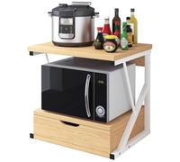 Grille de four à micro-ondes - Organiseur de cuisine à 2 niveaux avec tiroir - Étagère polyvalente pour la maison et le bureau pour micro-ondes et imprimantes