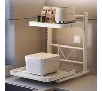 Grille de four à micro-ondes réglable avec plateau extractible - Étagère de cuisine peu encombrante pour le rangement du plan de travail