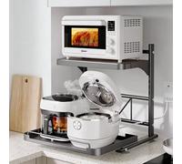 Grille de four à micro-ondes réglable avec plateau extractible - Étagère de cuisine peu encombrante pour le rangement du comptoir de cuisine Nizer Cadre en métal robuste Assemblage facile Idéal pour