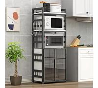 Grille de four à micro-ondes réglable - Meuble de rangement autoportant pour cuisine avec porte en verre, étagère polyvalente pour salle à manger, salon et bureau - Optimisez votre espace