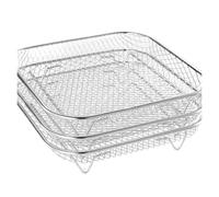 Grille de friteuse à air 3 couches en acier inoxydable empilable pour déshydratation des aliments branchis Accessoire pour friteuse à air chaud Permet de cuire plusieurs aliments en une seule fois