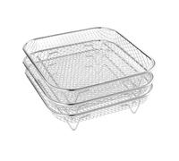 Grille de friteuse à air 3 couches en acier inoxydable, panier de déshydrateur alimentaire empilable Gill, accessoire de friteuse à air, cuisson de plusieurs aliments en une seule fois(Square-8foot)