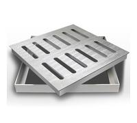 Grille de gouttière carrée en acier inoxydable 304 avec cadre - Grille d'égout décorative pour garage et drainage du béton - 20 x 20 cm - Très résistante.