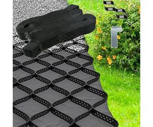 Grille de gravier de qualité supérieure 0,9 x 8,8 m - Grilles de contrôle de la boue avec trous de drainage de 5,1 cm pour stabiliser le sol et arrêter l'érosion - Idéal pour une utilisation dans un