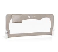 lionelo Hanna Barrière Lit Enfant 150 x 65 cm XL Barrière de Sécurité Pliable et Portable Cadre en métal Anti-Chute Barriã¨res de lit Attachée avec des Ceintures de sécurité (Gris) (Beige)