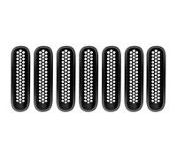 Grille De Pare-Chocs 7X Inserts Grillage Avant Grille Protection À Clipser Pour Wrangler Pour JK Pour JKU Pour Unlimited Pour Rubicon Pour Sahara 2007-2017 Noir Mat Calandre Avant De Voiture