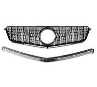 Grille De Pare-Chocs Couverture Supérieure Barre Gril Voiture Pare-chocs Course Avant Pour Mercedes Pour Benz W204 Classe C C63 Pour AMG 2009-2014 Pour GT Calandre Avant De Voiture(Silver 2012-2014)