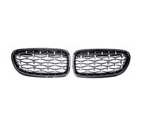 Grille De Pare Chocs Grilles De Calandre Pare-chocs Avant Voiture Course Style Diamant Pour BMW Pour Série 5 F10 F11 F18 520 523 525 530i Pour M5 grille d'admission d'air(Black and Silver)