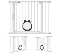 Grille de protection d'escalier sans perçage Avec chatière pour chat Extensible Pour animaux de compagnie et petits animaux Blanc 93 x 76 cm