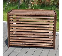 Grille de protection en bois pour climatiseur extérieur - Clôture en bois massif anti-corrosion - Étagère décorative pour plantes - Dimensions : 95 x 40 x 89 cm - Solution élégante et fonctionnelle