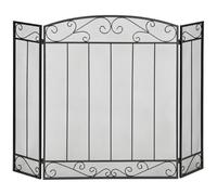 Pare-feu pour cheminée ou poêle 3 volets pliables acier métal noir