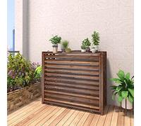 Grille de Protection pour climatiseur, Housse de Protection pour climatiseur extérieur, Support pour climatiseur avec Poubelle intégrée, Volets pour étagère à Fleurs en Bois 85/100/110/120 c