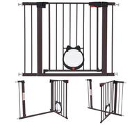 Grille de protection pour escalier sans perçage, barrière de porte avec trappe pour chat, extensible, grille pour animaux de compagnie pour petits animaux, chiens et chats (café, 93 * 76 cm)