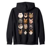 Grille de Races de Chats drôles pour Amoureux des Chats Sweat à Capuche