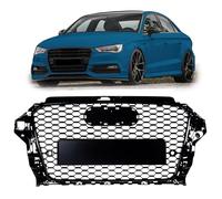 Grille de radiateur/calandre sport compatible avec Audi A3 8V 12-16 Noir brillant en design nid d'abeille