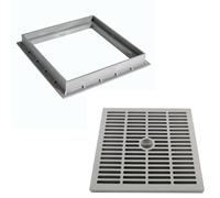 Grille de regard avec cadre 30x30cm pour collecteur des eaux en polypropylène - Grille de regard renforcé + cadre