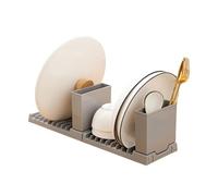 Grille de séchage de cuisine : plateau de vidange de vaisselle extensible, panier de séchage de couverts pliable, organisateur de rangement compact, revêtement résistant à la rouille | Pour a