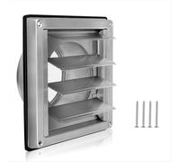 Grille de ventilation 100 mm en acier inoxydable, couvercle de conduit d'aération à persiennes, entrée d'air murale plate.