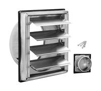 Grille de ventilation 150 mm, clapet anti-retour, anti-intempéries, en acier inoxydable, avec lamelles mobiles, grille d'aération, grille d'aération, grille d'aération, grille à lamelles Ø 150 mm