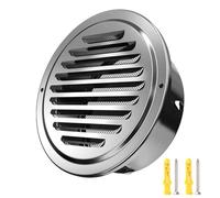 Grille de Ventilation 75mm 120mm 150mm Grille D'aération en Acier Inoxydable 304 Grille Aération Ronde Grille Ventilation Exterieur pour Garage Cuisine Salle de Bain Mur(80mm)