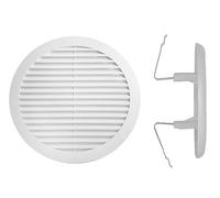 Grille de Ventilation avec Moustiquaire, Grille d'Aération en Plastique, Grille d'Expulsion d'Air, Couleur Blanc, Fabriqué en Italie (Rond avec Ressort Ø90mm H55mm Trou 75mm)