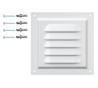 Grille de Ventilation Blanche - Acier Galvanisé avec Filet de Protection - Revêtement Polymère RAL9016 - Anticorrosion Mur ou Plafond - Carrée 125 x 125 mm - Usage Intérieur Extérieur.