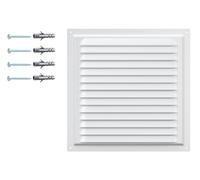 Grille de Ventilation Blanche - Acier Galvanisé avec Filet de Protection - Revêtement Polymère RAL9016 - Anticorrosion Mur ou Plafond - Carrée 250 x 250 mm - Usage Intérieur Extérieur.