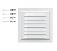 Grille de Ventilation Blanche - Acier Galvanisé avec Filet de Protection - Revêtement Polymère RAL9016 - Anticorrosion Mur ou Plafond - Carrée 150 x 150 mm - Usage Intérieur Extérieur.