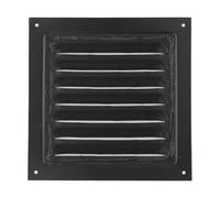 Grille de ventilation carrée en alliage d'aluminium avec dos en maille pour sortie d'air murale extérieure, meilleure circulation de l'air pour usage résidentiel ou commercial, noir, 200 x 200 mm