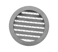 Grille de ventilation de 125 mm - Pour aération et protection contre les intempéries - Ronde - Avec bride/raccord tubulaire et protection anti-insectes - En aluminium - Mra125