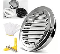 Grille de Ventilation de Tuyau D'échappement, 70-200mm Capot de Sortie D'air, Grille Aération Ronde pour Ventilation des Cheminée, Cuisine, Salle de Bain, Argent Blanc Noir(Black,180mm/7in)