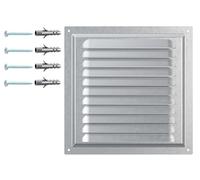 Grille de Ventilation en Acier Galvanisé avec Filet de Protection - Cache d’Aération Murale ou de Plafond - Métal Anticorrosion - Carrée 200 x 200 mm - Usage Intérieur Extérieur.