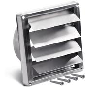 VIOKS Grille de ventilation 150 mm en acier inoxydable, clapet anti-retour pour extracteur de cuisine - Grille de ventilation extérieure avec lamelles mobiles pour couvercle