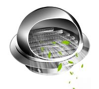 Grille de Ventilation en Acier Inoxydable Rond Grille Aeration, Bouche Aération avec Filtre À Mailles, Sortie D’air Murale pour Salle de Bain, Air Évacué Ø50mm 100mm 200mm(250mm/9.8in)