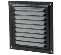 Grille de ventilation en métal 150 x 150 mm - Beige, marron, gris, noir, avec filet anti-insectes pour évacuation/ventilation (noir)