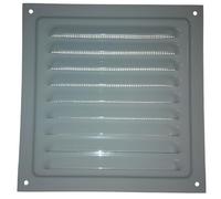 Grille de ventilation en métal - 200 x 200 mm - Beige, marron, gris, noir - Avec filet à insectes - Grille de ventilation pour évacuation/entrée d'air - Gris