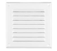 Grille de ventilation en métal blanc 165 x 165 mm filet anti-insectes, Carré, ventilation MTA 2B Protection contre les intempéries/Louvre Grille