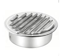 Grille de Ventilation Grille D'évacuation Inox 304 Grilles Ventilation Exterieur 120mm 150mm Grilles de Ventilation Ronde Grille à Lamelles pour Ventilateur D'extraction D'air(80mm)