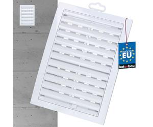 Grille de ventilation KOTARBAU® - 180 x 250 mm - Verrouillable - Plastique - Avec protection contre les insectes - Grille d’aération rectangulaire - Blanche - À lamelles - Pour l’évacuation et l