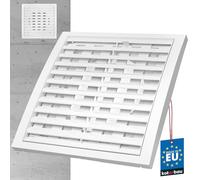 Grille de ventilation Kotarbau® 200 x 200 mm - Ronde Ø125 mm - Verrouillable - En plastique avec protection contre les insectes - Grille d’aération rectangulaire - Blanche - Grille à lamelles