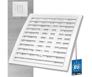 Grille de ventilation Kotarbau® 200 x 200 mm - Ronde Ø125 mm - Verrouillable - En plastique avec protection contre les insectes - Grille d’aération rectangulaire - Blanche - Grille à lamelles
