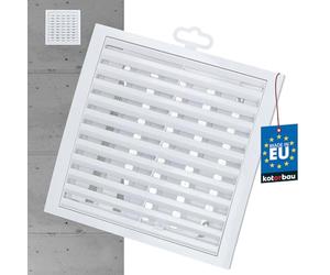 Grille de ventilation KOTARBAU® 200 x 200 mm - Verrouillable - Plastique - Avec protection contre les insectes - Grille d’aération rectangulaire - Blanche - À lamelles - Pour l’évacuation et l