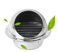Grille de Ventilation, Mural Acier Inoxydable Chapeau Rond, Bouche D'Évacuation D'air pour Hotte de Cuisine Grille, Sphérique en Métal, Ventilation Salle de Bain Anti Humidité Design(4.3in(110mm))