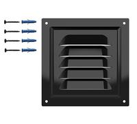 Grille de Ventilation Noire Mate - Acier Galvanisé avec Filet de Protection - Revêtement Polymère RAL9005 - Anticorrosion Mur ou Plafond - Carrée 125 x 125 mm - Usage Intérieur Extérieur.